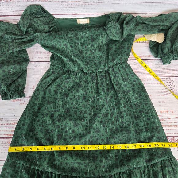 Altard State Green Fit & Flare Dress S Chiffon Ruffle Whimsy Forest Fairy NWT - Picture 13 of 16